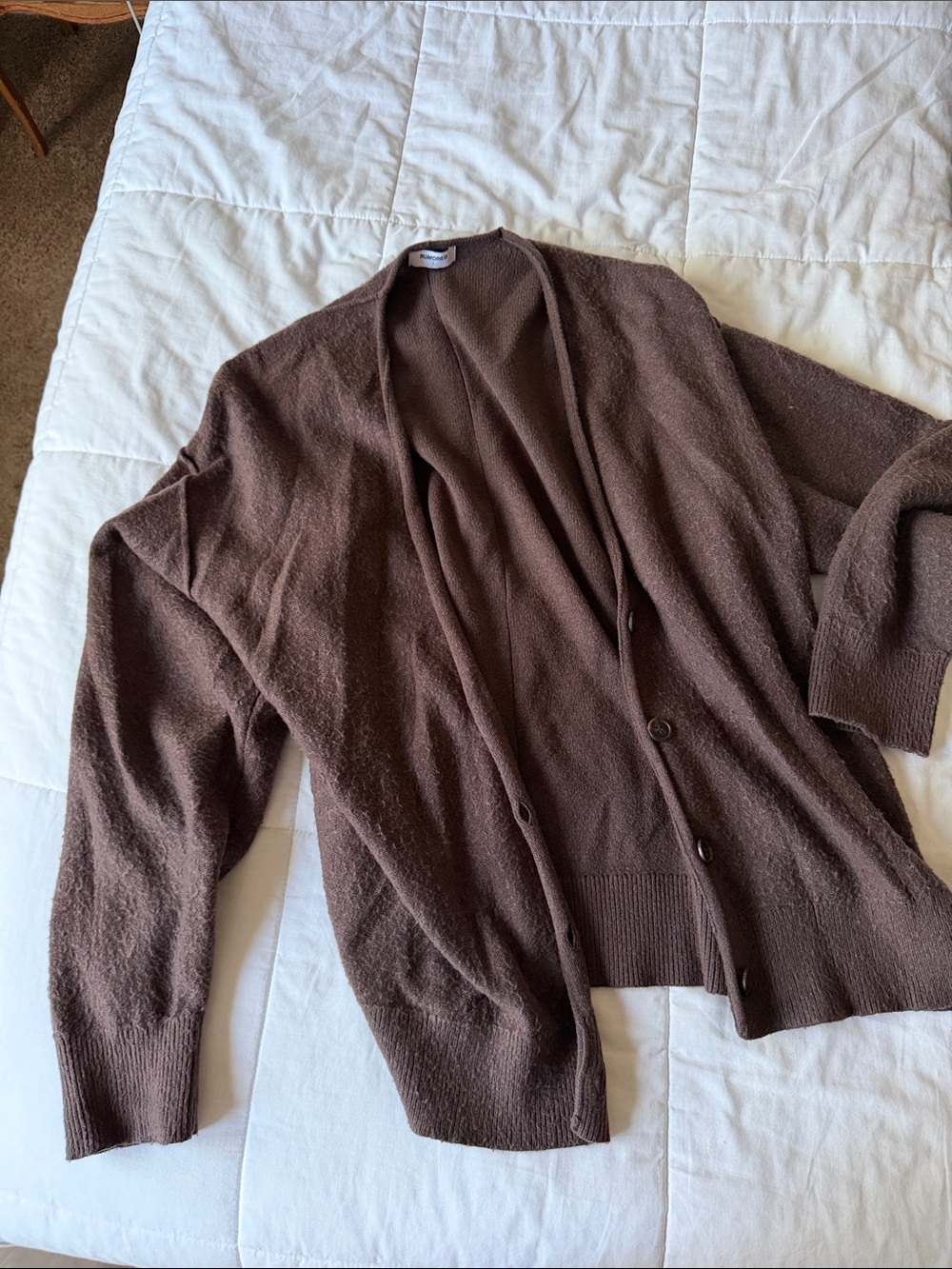 Rumored Brown Women's Button-Front Sweater Cardigan